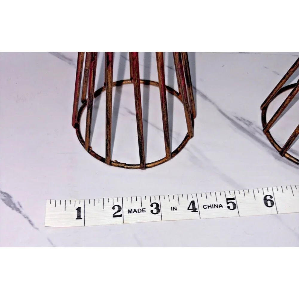 Rustic Candlestick Holders Pair Banded Wheat Sheaves Farm Vintage 8